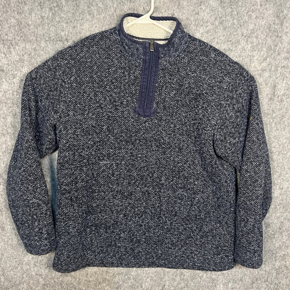 Orvis Men's Classic Collection Quarter Zip Sherpa Lined Pullover Navy Blue Large
